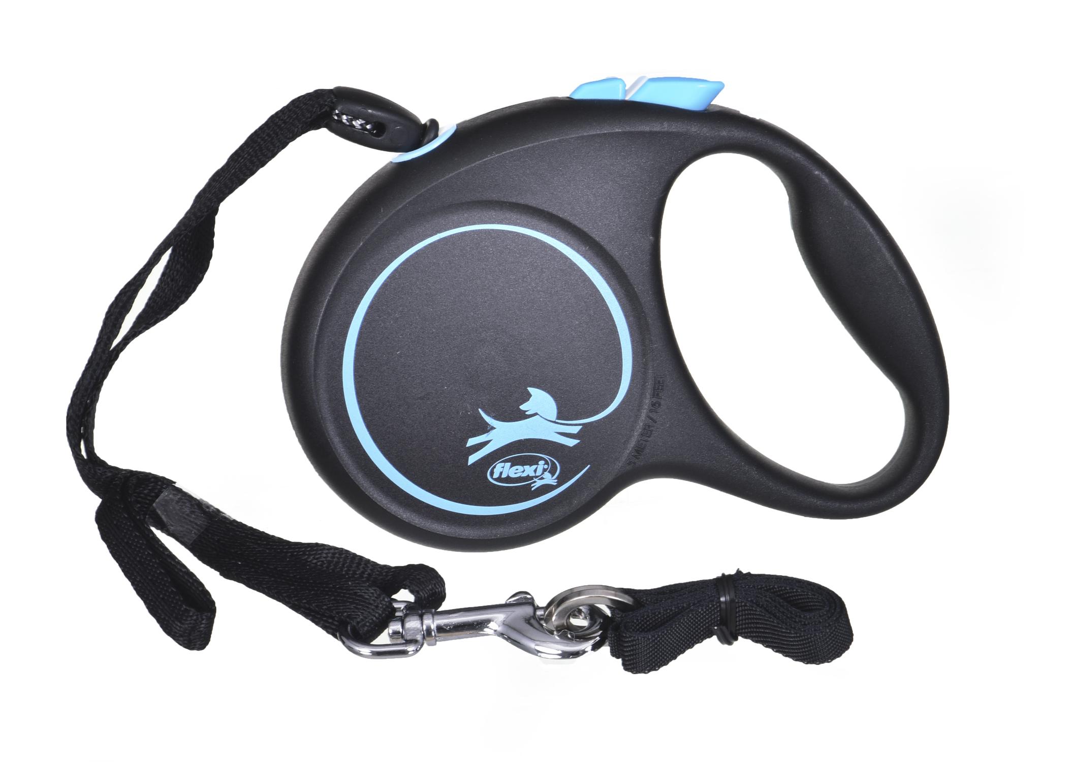 Flexi Black Design S pavadėlis šunims iki 15kg juostinis 5m juodos spalvos