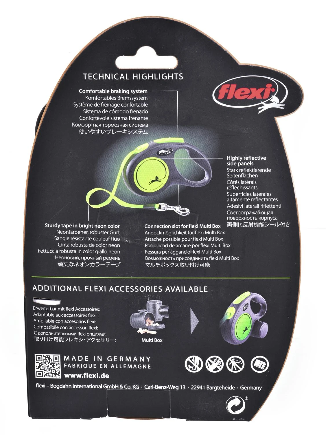 Flexi New Neon S pavadėlis šunims iki 15kg juostinis 5m žalios spalvos