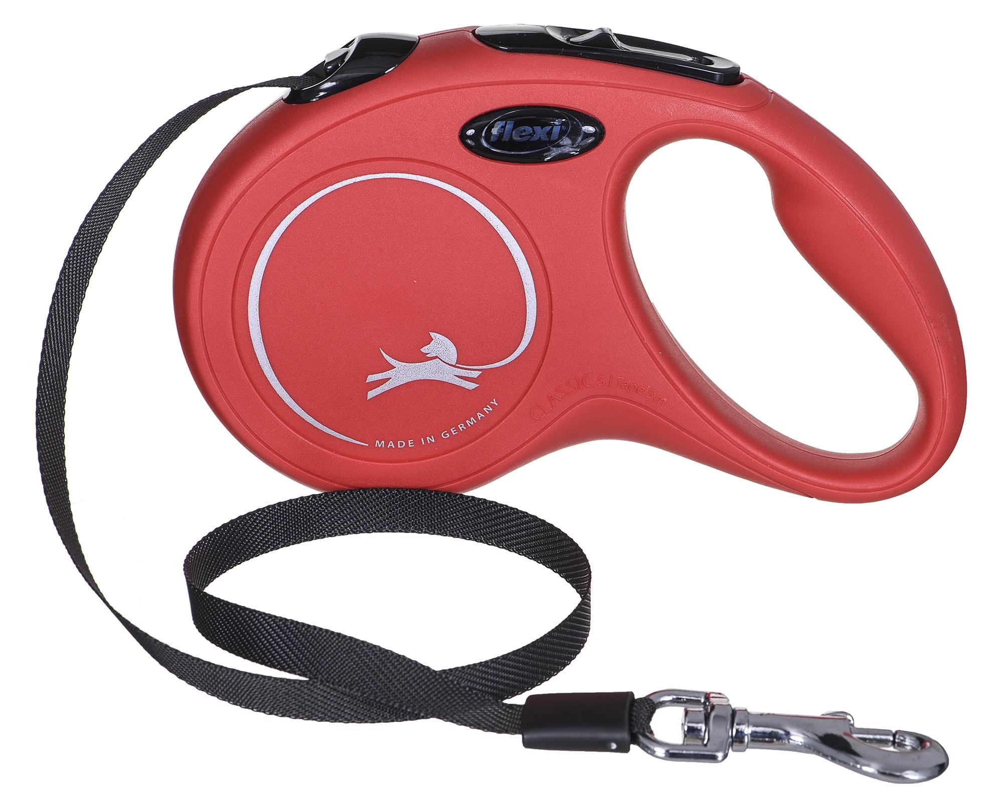Flexi New Classic S pavadėlis šunims iki 15kg juostinis 5m raudonos spalvos