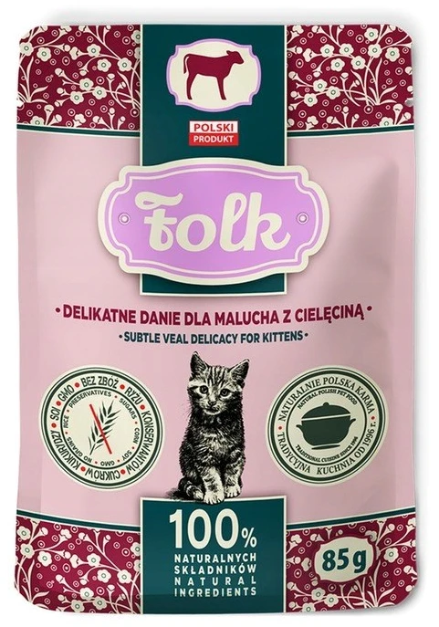 FOLK Kitten Delikatne danie dla malucha su cielęciną saszetka karma katei 85g