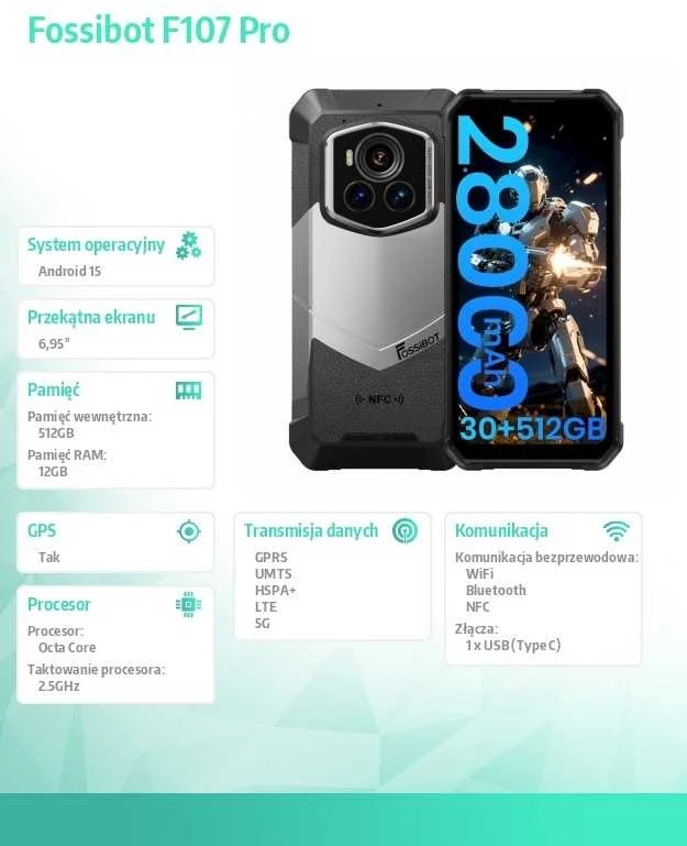 Fossibot Išmanusis telefonas f107 pro ch