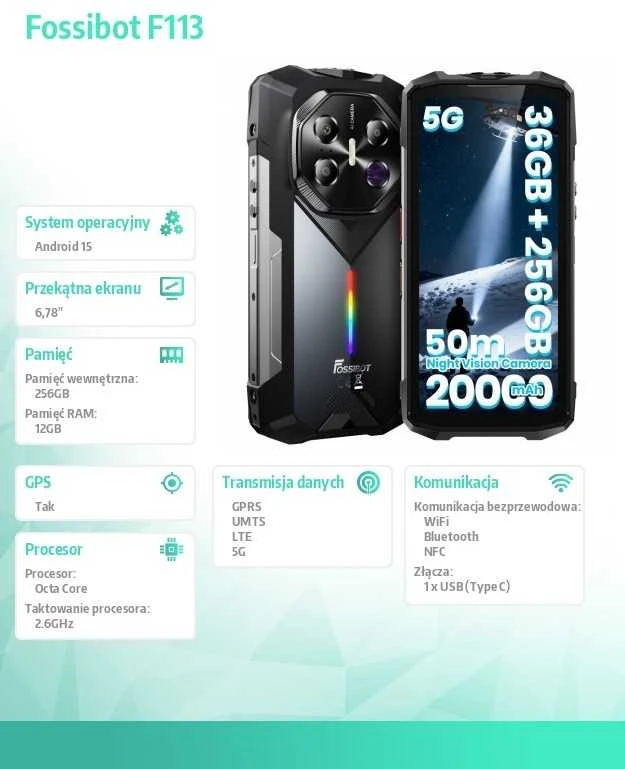 Fossibot Išmanusis telefonas f113 pilka