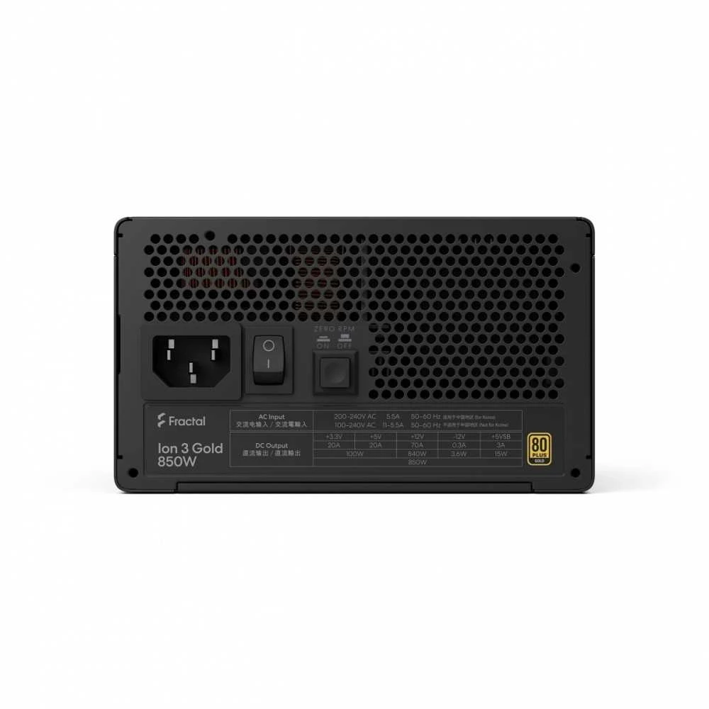 Fractal Design ION auksinis 3 850W, kompiuterio maitinimo šaltinis - juodas, 850 vatų