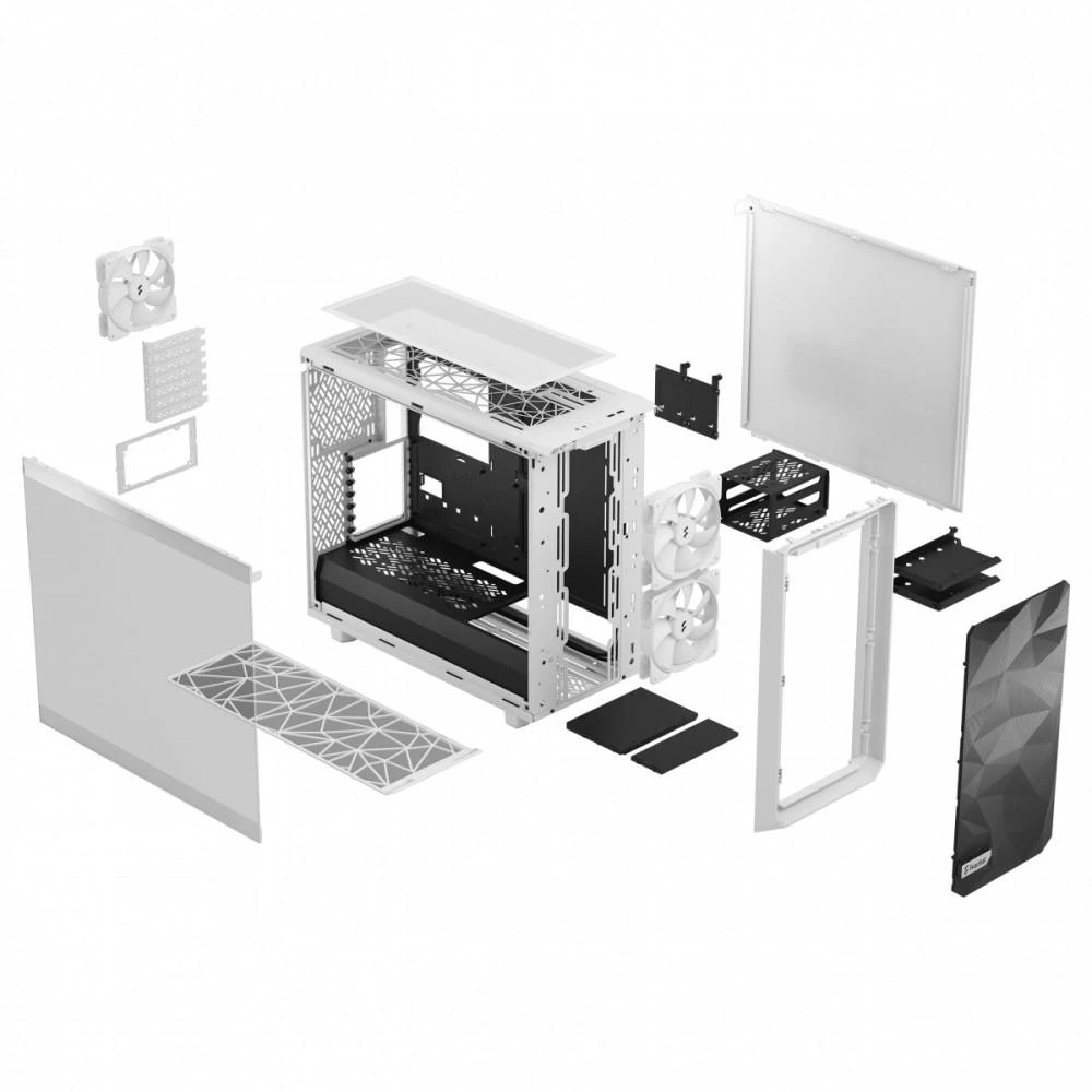 Fractal Design Fraktalų dizainas | Meshify 2 Lite TG Clear | Šoninis langas | Baltas | E-ATX | Įtrauktas maitinimo šaltinis Nr. | ATX