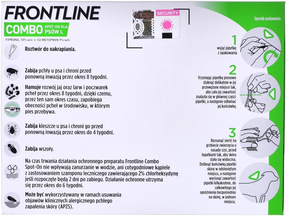 Štai vertimas į lietuvių kalbą: **Frontline Combo Spot-on L – lašai nuo parazitų šunims – 3 x 2,68 ml**
