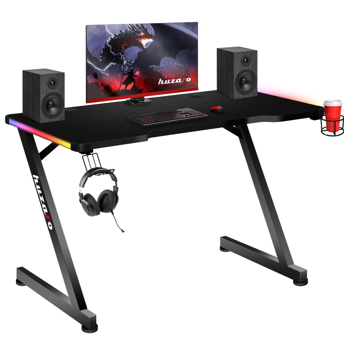 Žaidimų stalas Huzaro Hero 2.5 RGB, Juodas