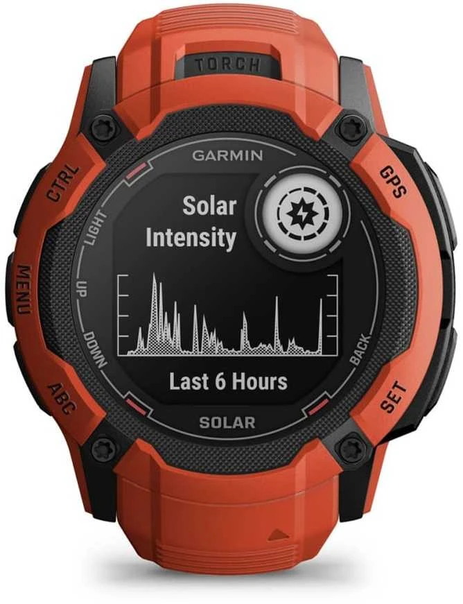 Išmanusis laikrodis Garmin Instinct 2X Solar, Juodos ir raudonos spalvų korpusas su raudonos spalvos dirželiu