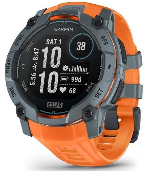 Išmanusis laikrodis Garmin Instinct 3 – 50 mm, Solar, Prieblandos dizaino su saulėgrįžos dizaino dirželiu