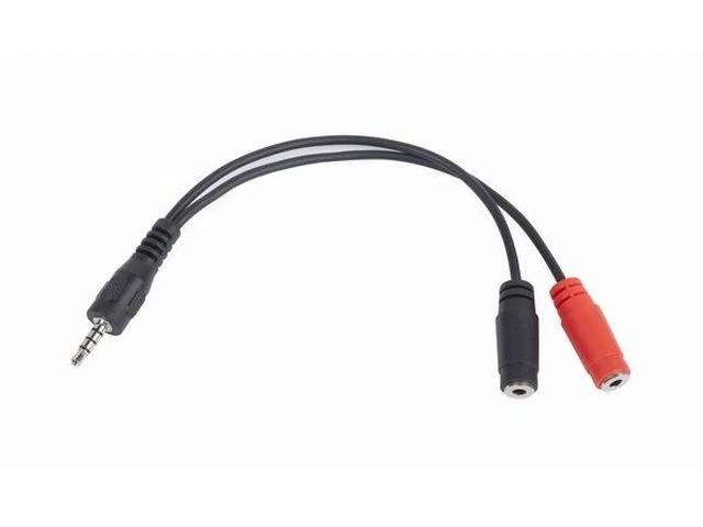 GEMBIRD CCA-417 Gembird Adapteris Stereo Mini Jack (M) 4-pin -> 2x Mini Jack (F), 20cm, juodas