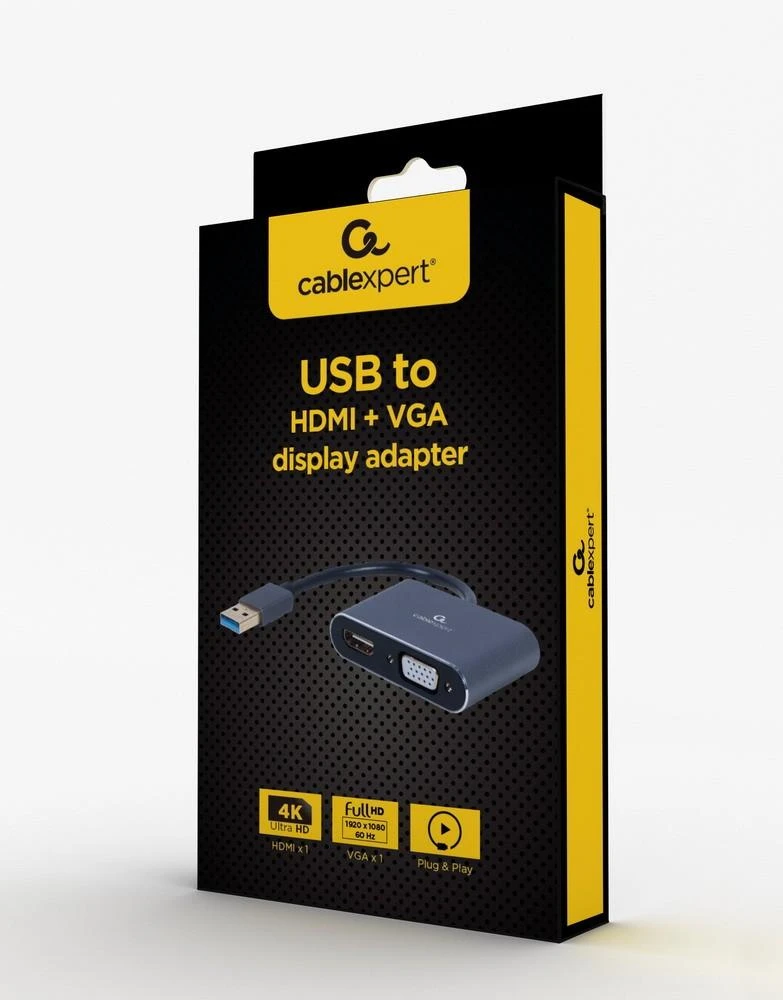 Gembird Cablexpert | USB ekrano adapteriai | A-USB3-HDMIVGA-01 | USB 3.0 A tipo | 0,15 m