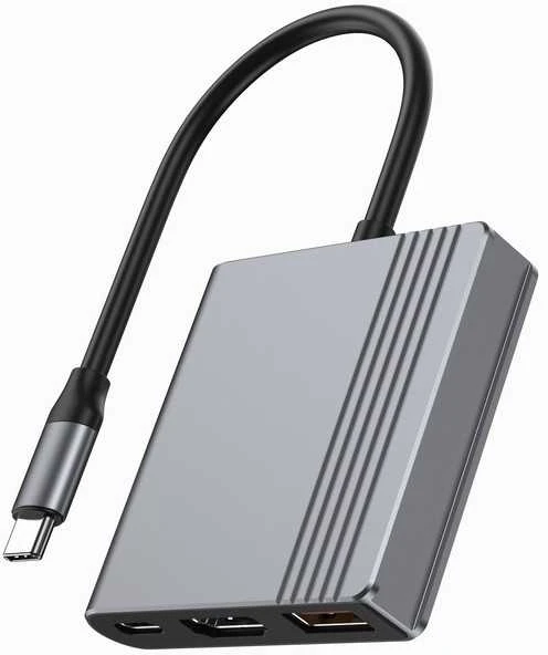 Gembird USB-C daugiaprievadis adapteris, pilkas