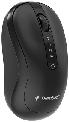Gembird MUSW2-4B-01 Dual-mode belaidė pelė (2.4G + BT), 1600 DPI, 4-button, juodas