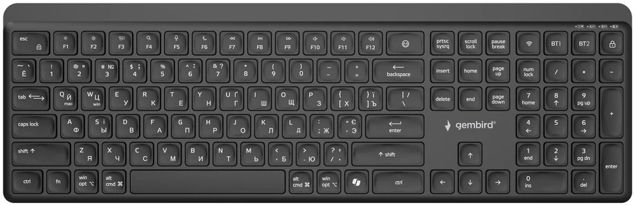 Gembird Dual-mode pro-business slim Belaidė klaviatūra, 2.4G+BT, Cyrillic išdėstymas