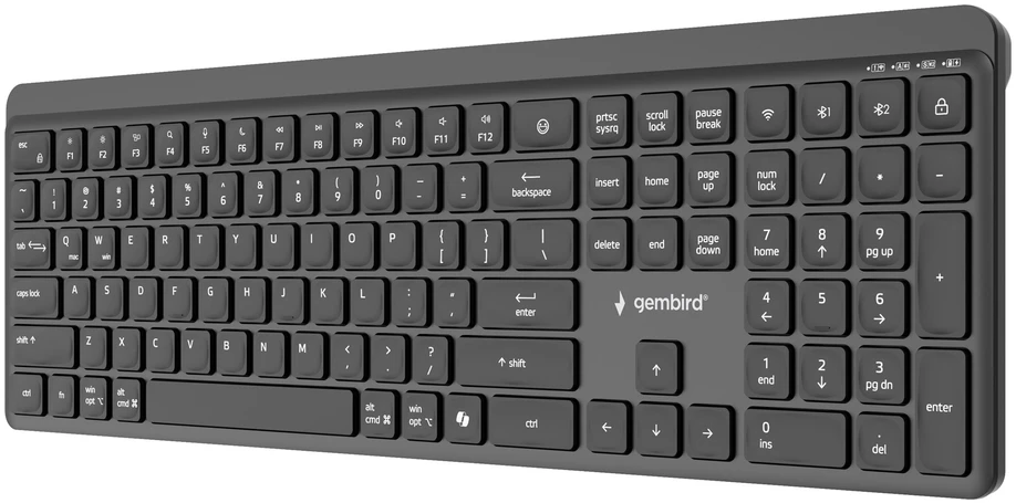Gembird Dual-mode pro-business slim Belaidė klaviatūra, 2.4G+BT, US išdėstymas