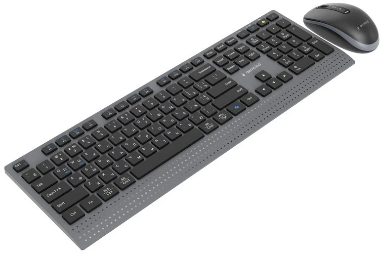 Klaviatūra Gembird KBS-WPS-02-CYRL Dual-mode slim wireless desktop set, 2.4G+BT, RU išdėstymas