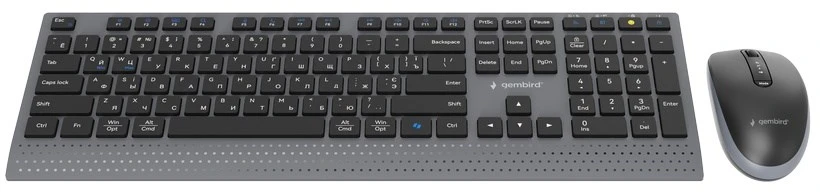 Klaviatūra Gembird KBS-WPS-02-CYRL Dual-mode slim wireless desktop set, 2.4G+BT, RU išdėstymas