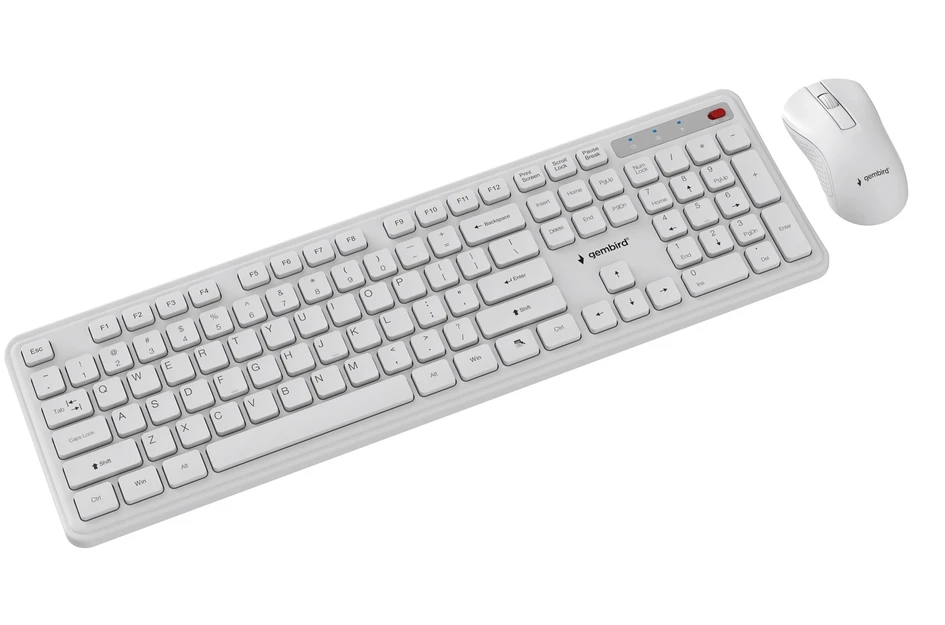 Klaviatūra Gembird KBS-WPS-01 Slim Pro Business wireless desktop set, baltas, US išdėstymas