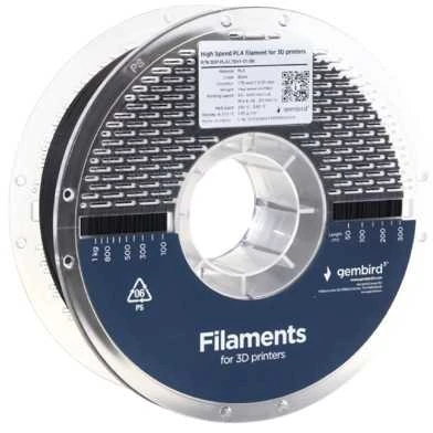 Gembird High Speed PLA Filament 1.75mm 1kg juoda - 3DP-PLA1.75HY-01-BK