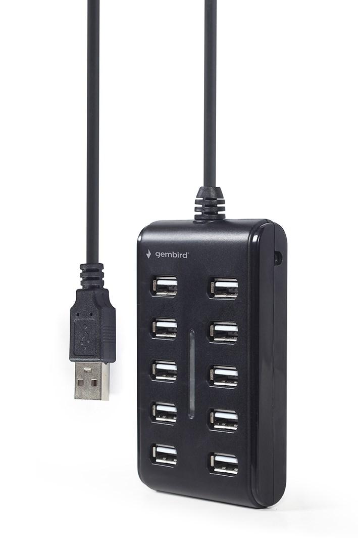 GEMBIRD 10 prievadų USB 2.0 HUB juodas