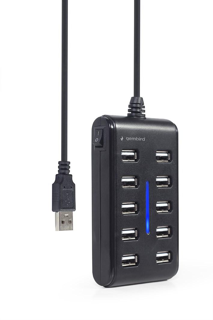 GEMBIRD 10 prievadų USB 2.0 HUB juodas
