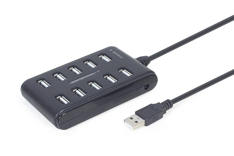 GEMBIRD 10 prievadų USB 2.0 HUB juodas