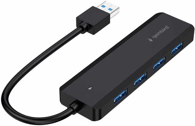 Gembird Hub 4-portowy usb 3.1 (gen 1), su opcją zasilania zewnętrznego przez port usb-c