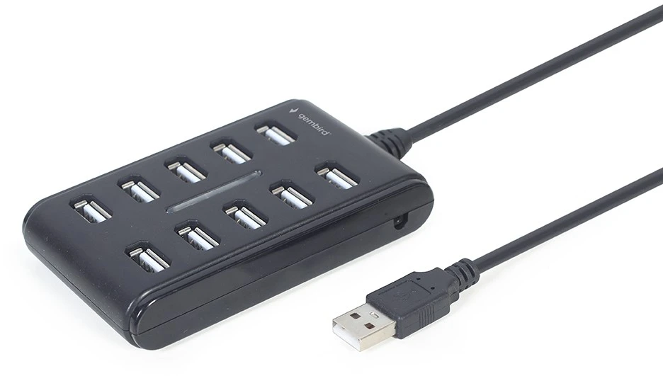 GEMBIRD 10 prievadų USB 2.0 HUB juodas