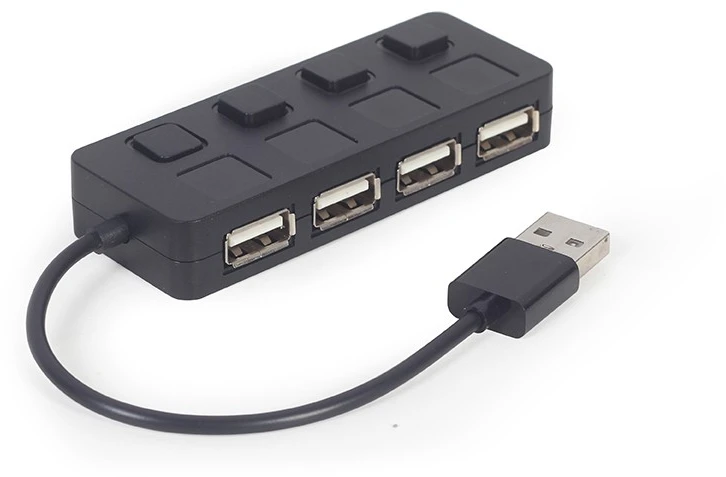 Gembird Hub usb 2.0 4-portowy su przełącznikami, juoda