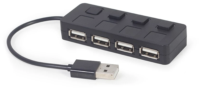 Gembird Hub usb 2.0 4-portowy su przełącznikami, juoda