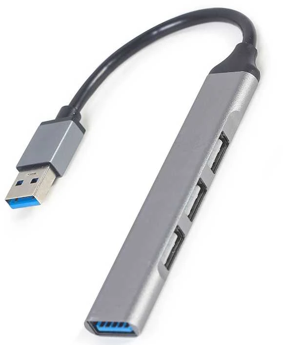 GEMBIRD 4-port USB HUB USB3 x 1 port USB2 x 3 jungtys sidabrinis