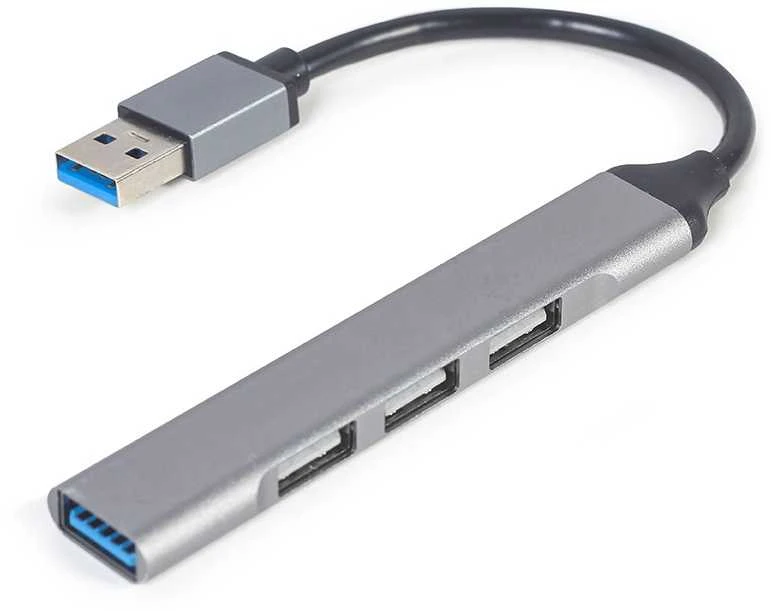 GEMBIRD 4-port USB HUB USB3 x 1 port USB2 x 3 jungtys sidabrinis