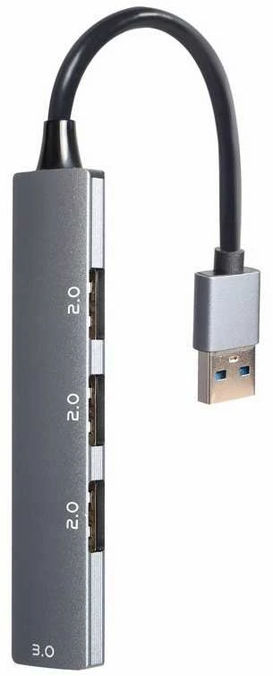 GEMBIRD 4-port USB HUB USB3 x 1 port USB2 x 3 jungtys sidabrinis