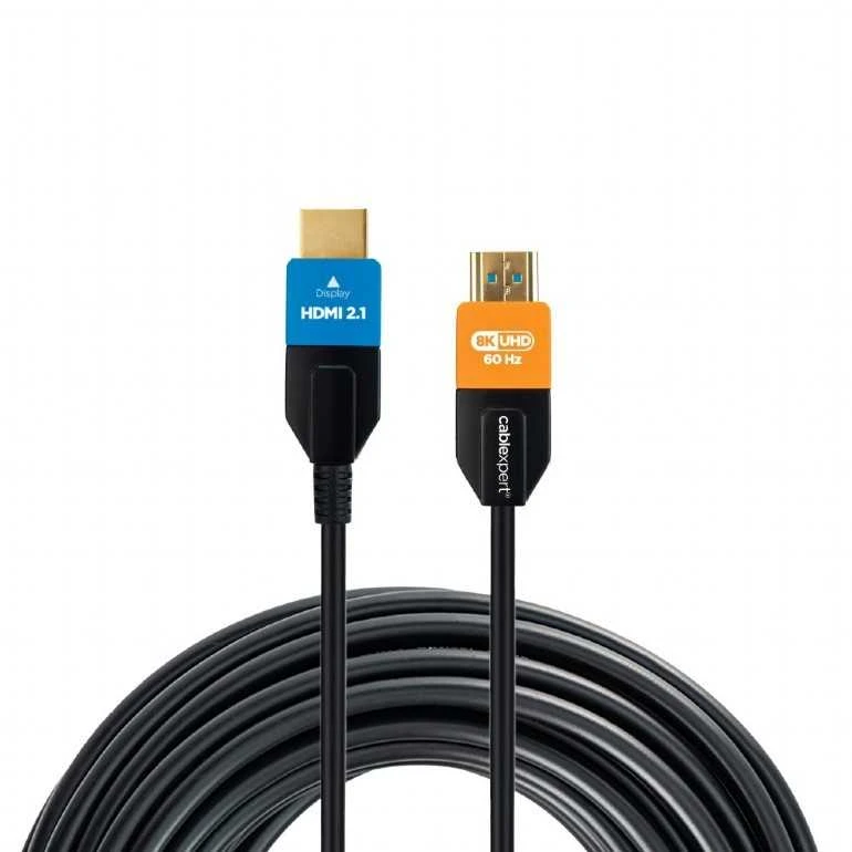 Kabeliai itin didelės spartos HDMI aktyvus optinis (AOC) per Ethernet 30m juodas Gembird