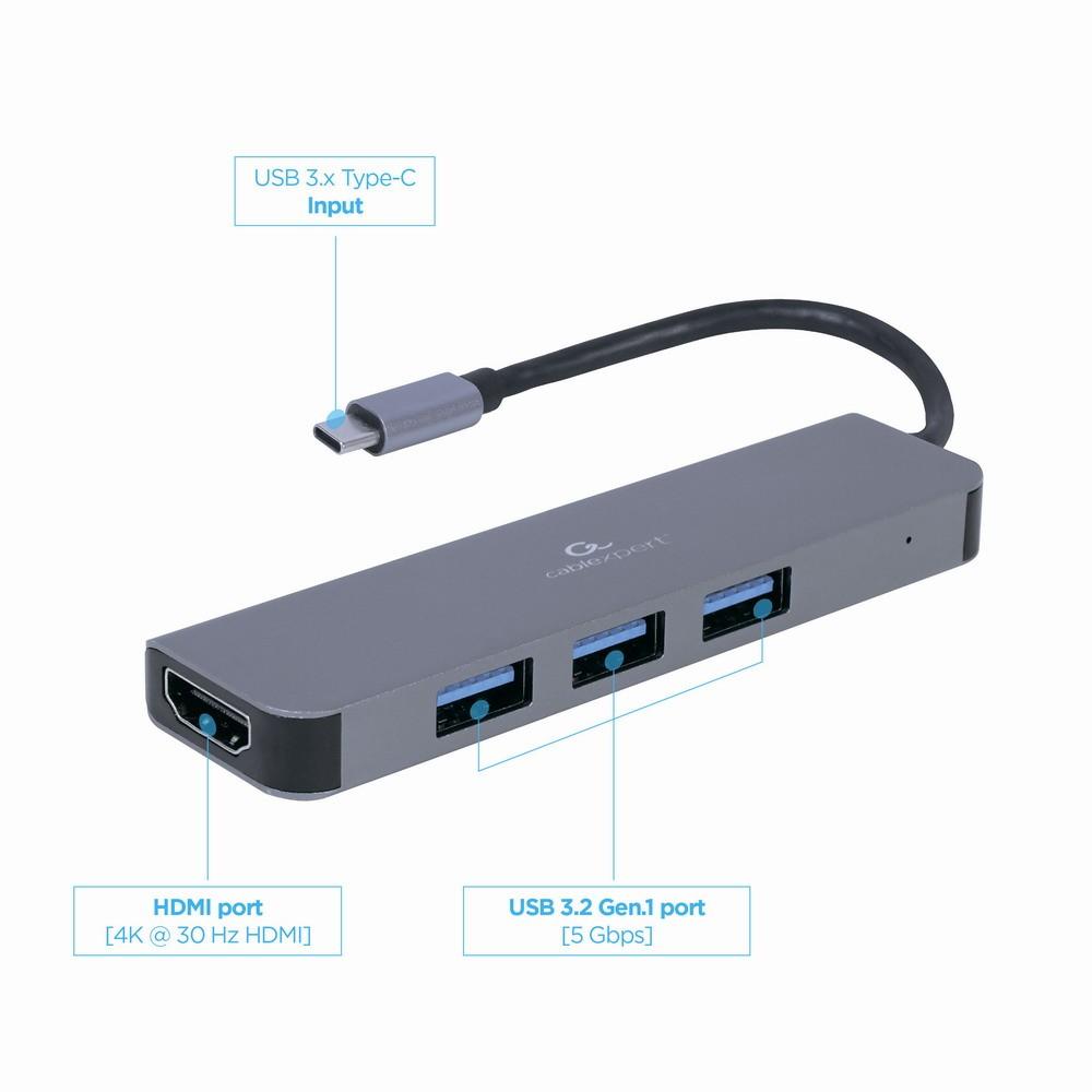 Gembird Cablexpert | USB tipo C 2 viename kelių prievadų adapteris (Hub + HDMI) | A-CM-COMBO2-01 | C tipo USB