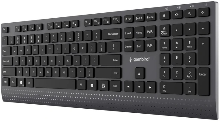 Gembird KB-MCH-06 Slim su laidu multimedia klaviatūra with Type-C adapter, US išdėstymas, juodas