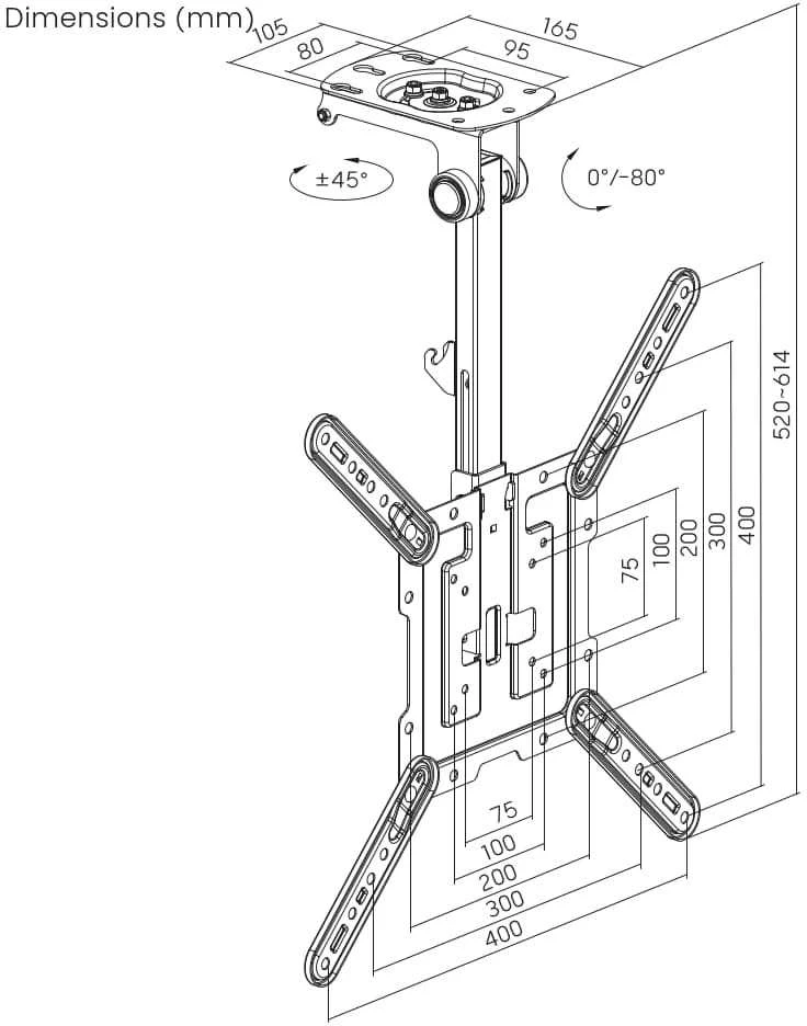 Gembird CM-55ST-01 televizoriaus lubinis laikiklis, 23" - 55", juodas