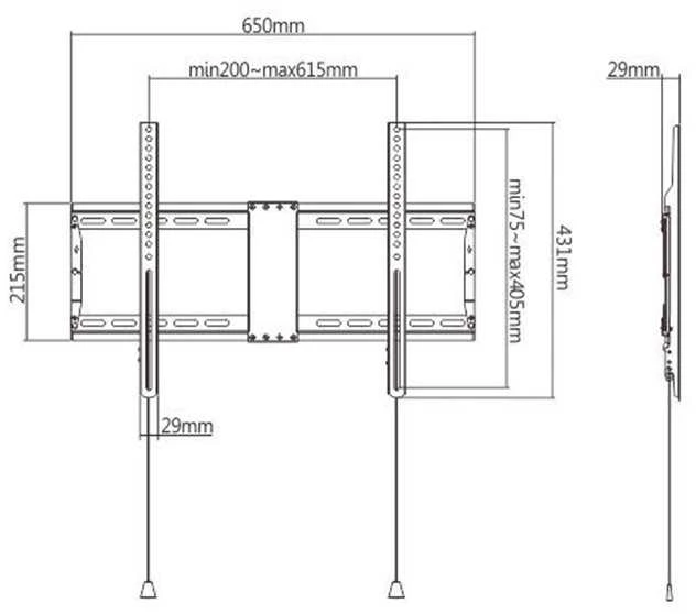 Gembird | Sieninis laikiklis | WM-80F-01 | Fiksuotas | 37-80 " | Maksimalus svoris (talpa) 70 kg | Juodas