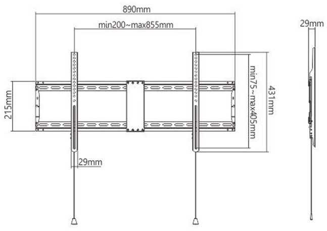 Gembird LCD laikiklis sieninis 43-90 VESA max 800 x 400 mm, iki 70 kg
