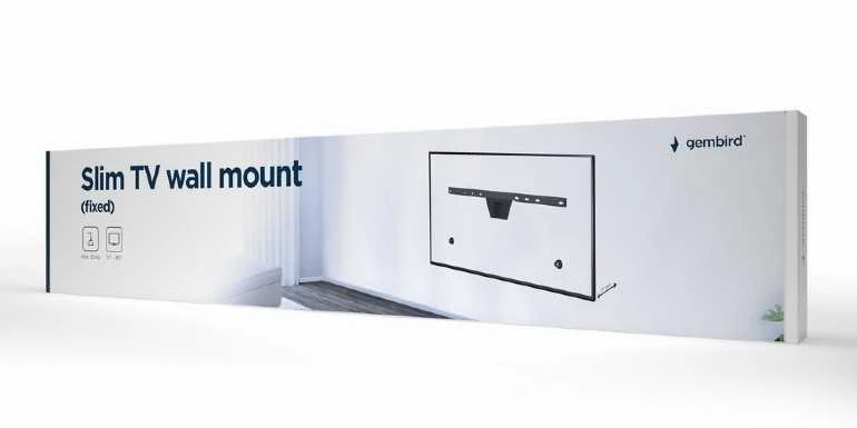 GEMBIRD WM-S80F-01 plonas televizoriaus sieninis laikiklis, fiksuotas, 37–80 colių, svoris 50 kg