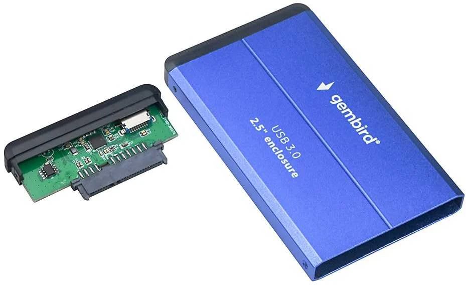 Gembird obudowa hdd/ssd usb 3.0 2.5" sata, aliuminio, mėlyna