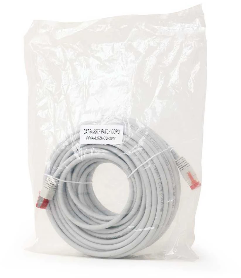 GEMBIRD PP6A-LSZHCU-20M Gembird patchcord RJ45, kat. 6A,SFTP, LSZH, 20m, pilka