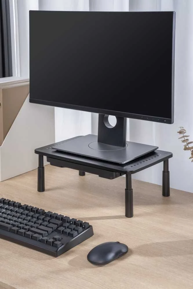 Gembird MS-TABLE-D-01 reguliuojamas monitoriaus stovas su stalčiumi (stačiakampis)