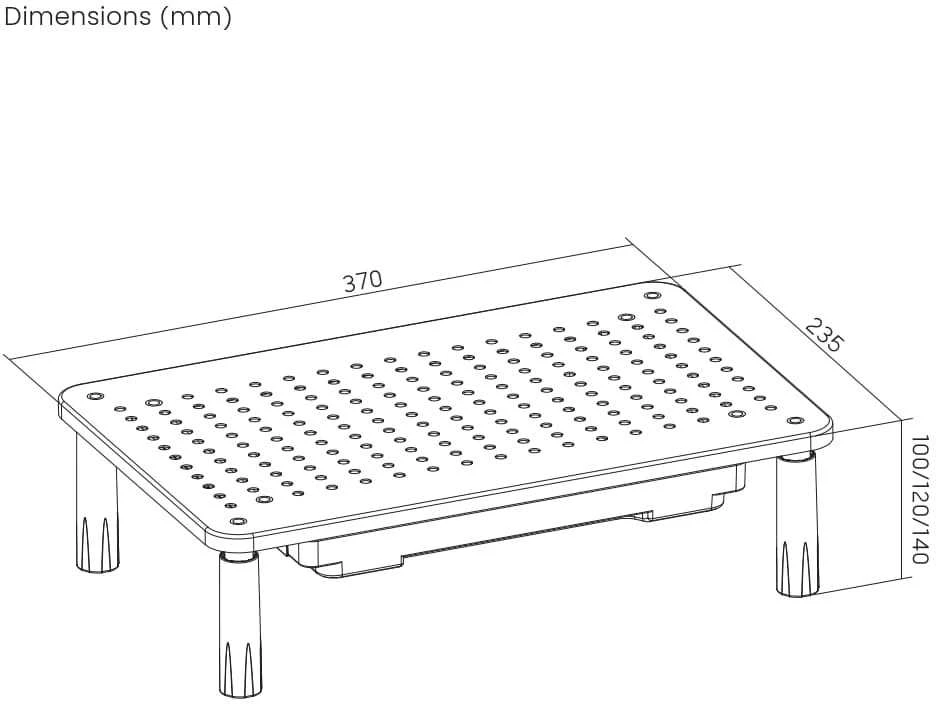 Gembird MS-TABLE-D-01 reguliuojamas monitoriaus stovas su stalčiumi (stačiakampis)