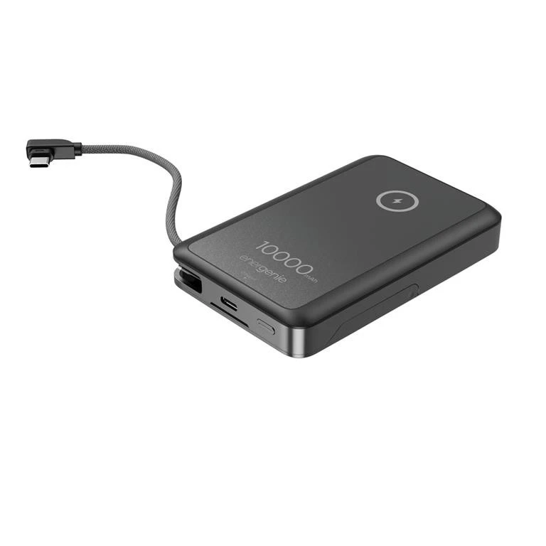 Gembird Powerbank 10000mah belaidis 15w usb-c 20w su podstawką, juoda