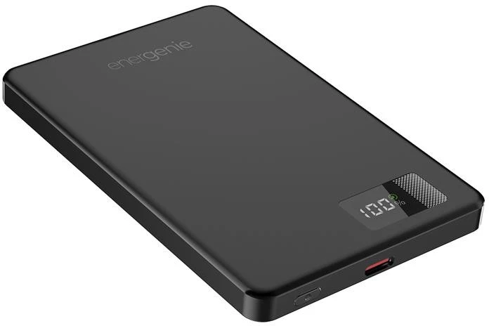 Gembird nešiojama įkroviklis su belaidžiu įkrovimu 15W ir LCD ekranu 5000mAh, juodas (PB05-WPC15M-LCD-01)