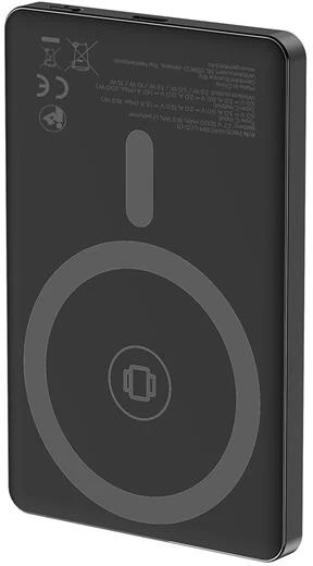 Gembird nešiojama įkroviklis su belaidžiu įkrovimu 15W ir LCD ekranu 5000mAh, juodas (PB05-WPC15M-LCD-01)