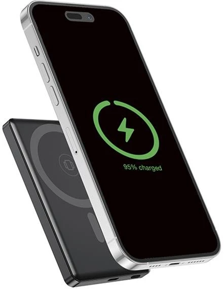 Gembird nešiojama įkroviklis su belaidžiu įkrovimu 15W ir LCD ekranu 5000mAh, juodas (PB05-WPC15M-LCD-01)