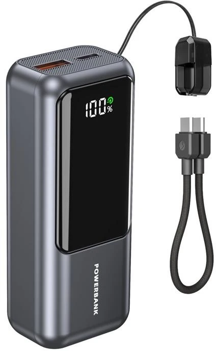 Gembird Powerbank lcd 10000mah qc3.0 20w pilka