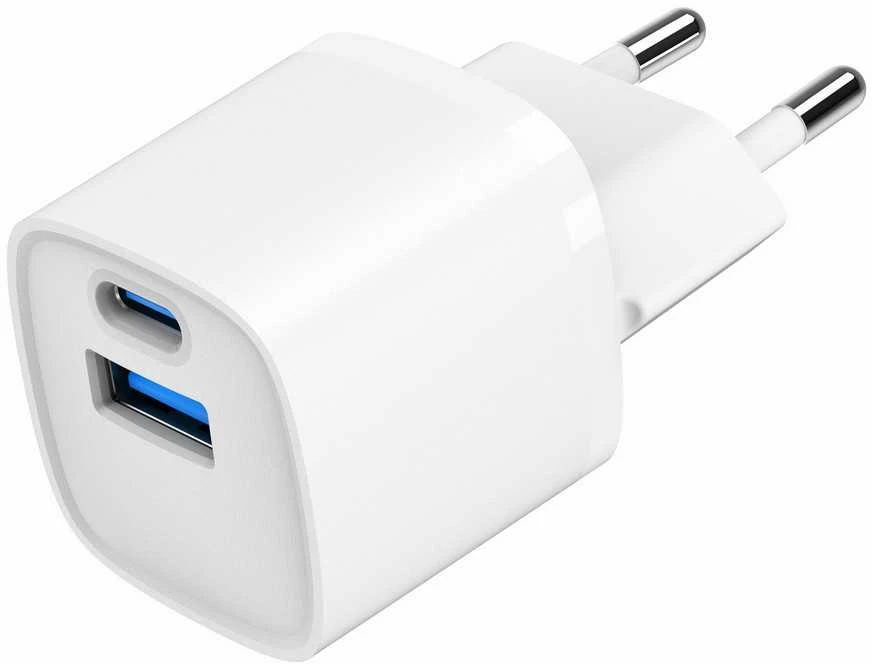 GEMBIRD 2-port USB fast charger with pass-through AC socket 20W baltas