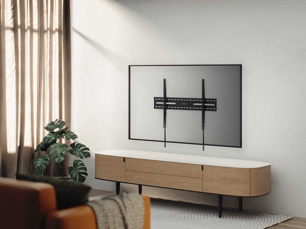 Gembird WM-100F-01 televizoriaus sieninis laikiklis (fiksuojamas), 43”-100”, juodas